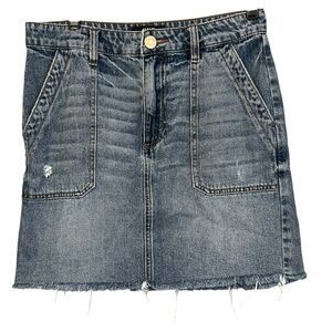 Kut from the Kloth Distressed Blue Denim Raw Hem Skirt Size 2